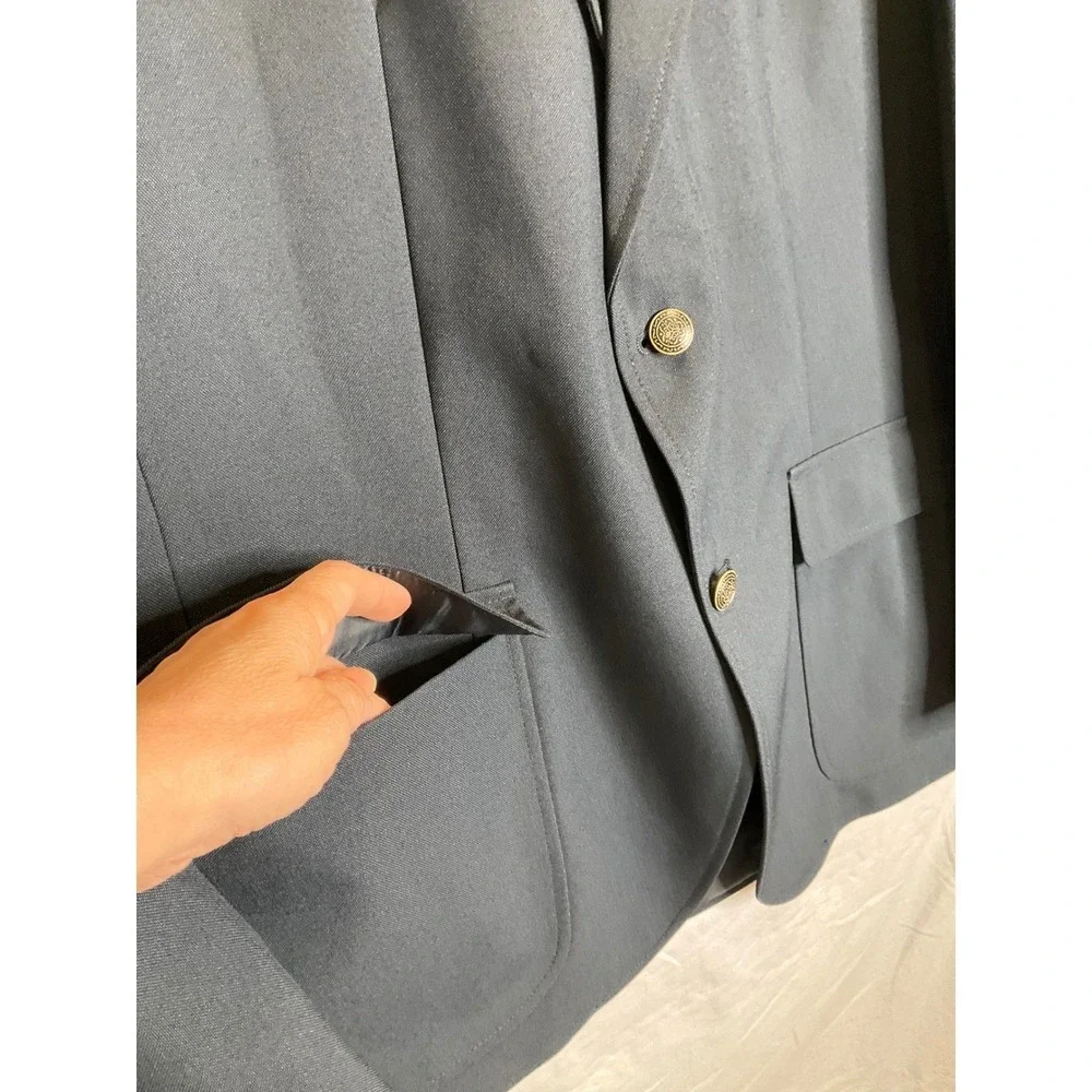 Edwards‎ 2-Button Blazer Suit Jacket Sport Coat Textured Woven Blue Navy 42R